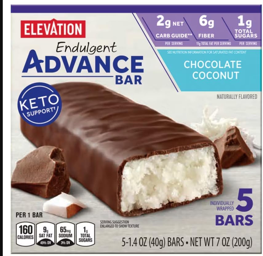 Generic ELEVATION Chocolate Coconut Endulgent Advance Bars, 5 count