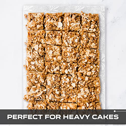 Rectangular White Cake Boards Rectangle - Cake Drums Super Heavy Elements Foil Board Cake Holder Reusable Cake Board Set - 13.8X9.9 Rectangle Cake Carrier White Carton Board Sheets Cake Supplies Base #TOP5