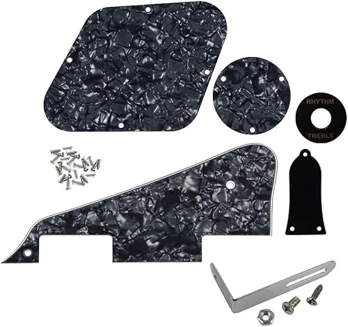 FLEOR Juego de tornillos de placa trasera de 4 capas, anillo de interruptor y soporte para guitarra estilo LP