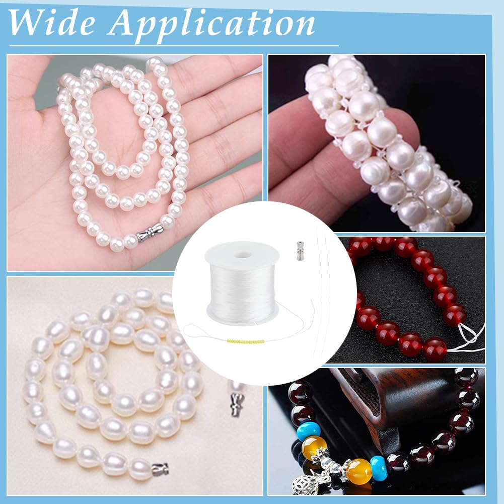 PH PandaHall Corda Per Braccialetti In Nylon 200m 0.2mm - Filo Per Perline Con Custodia Organizzatrice, Bianco
