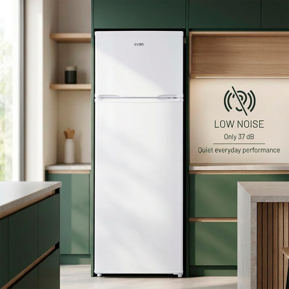 SVAN Frigorífico Blanco 2 Puertas, OF1455EW00, Capacidad 206 Litros, Tecnología Cíclica, Bajo Nivel Sonoro, Puertas Reversibles, Apertura Tipo Uñero, Clasificación Energética E