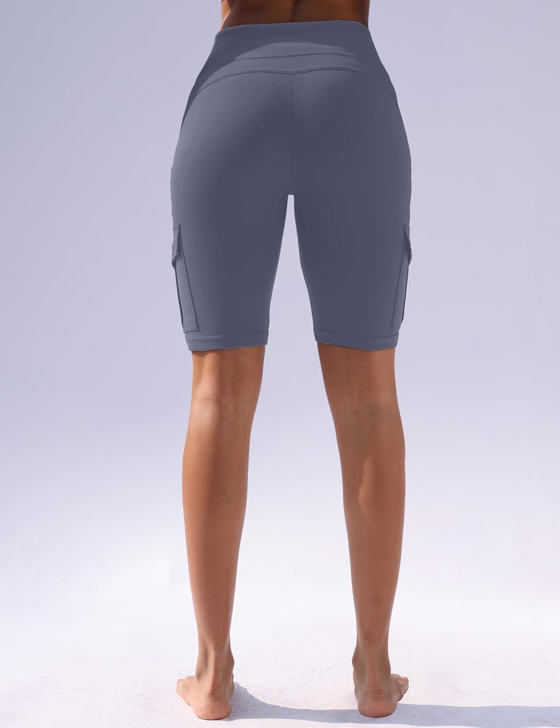 VOOVEEYA High Waisted Workout Biker Shorts Women Tummy Control Yoga Running Shorts with Cargo Pockets Gym Athletic Shorts