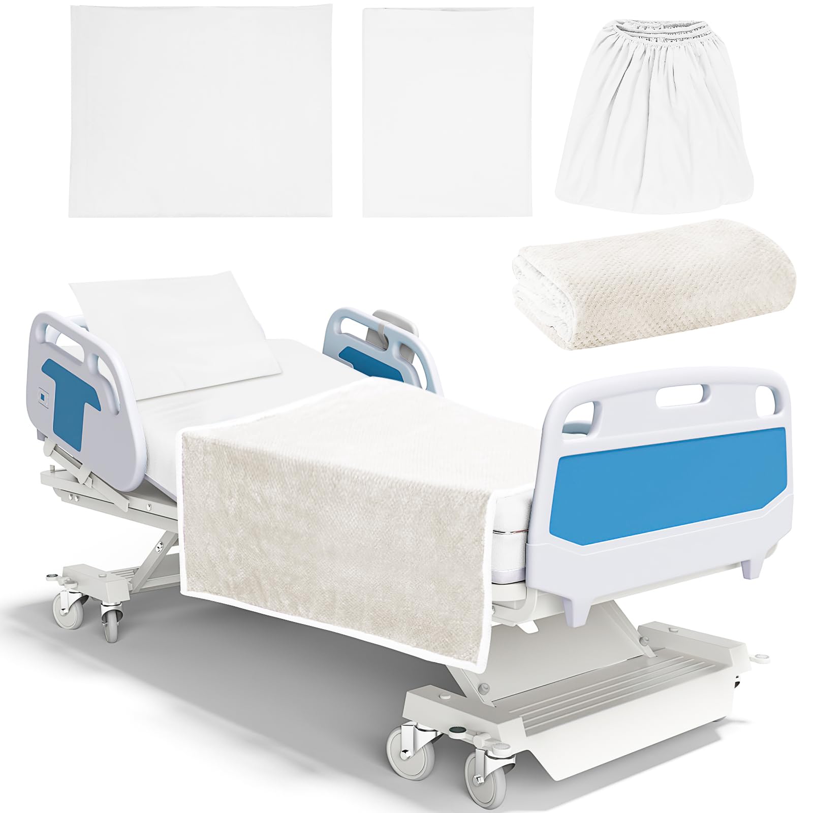 Hospital Bed Sheets Set, 4 Pcs Soft Knitted Standard Sheets Quality, Include Fitted Sheet,...