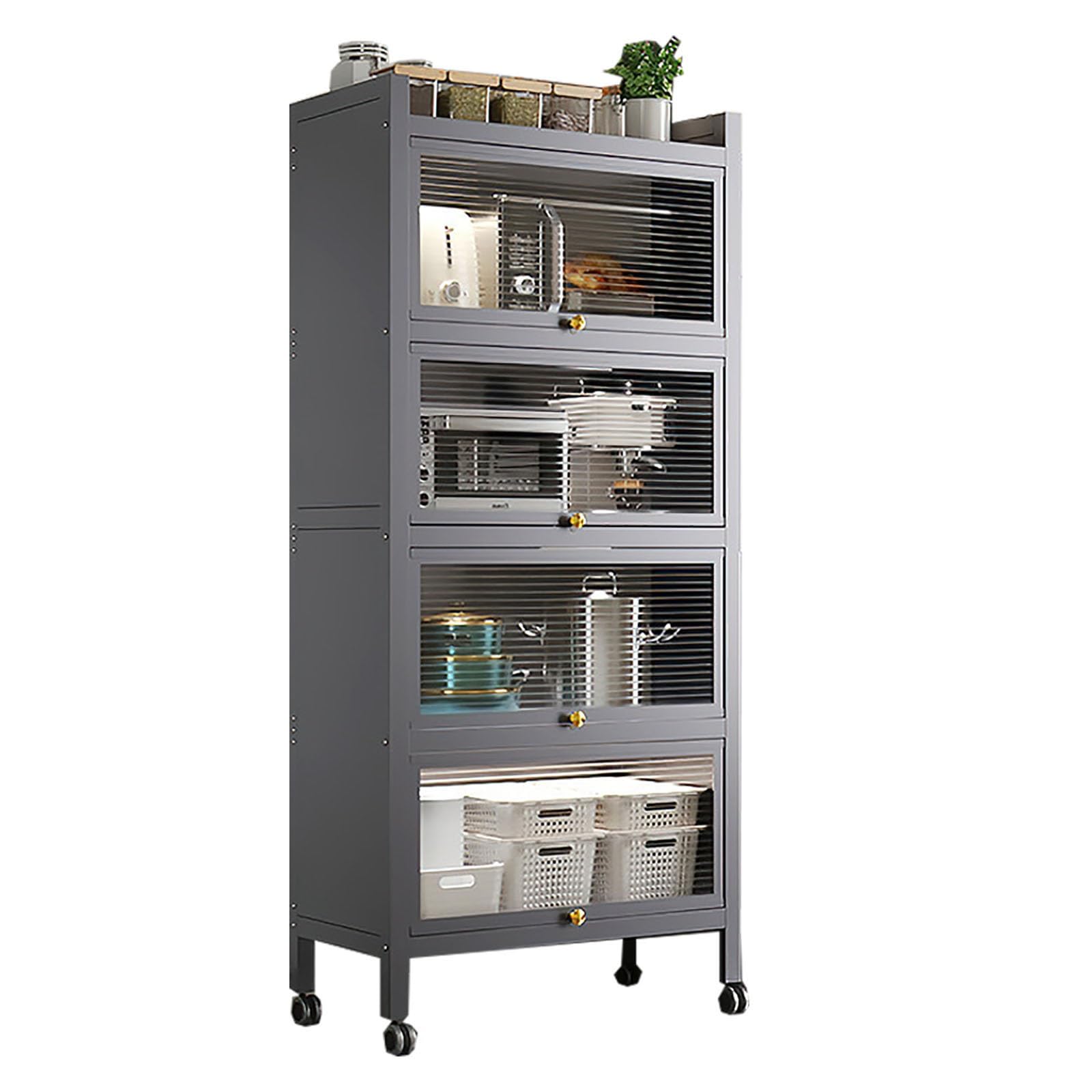 Scaffale da Cucina salvaspazio a 5 Ripiani Heavy Du - Mobiletto Grigio salvaspazio per Piatti, Vino, pentole e padelle - Perfetto per Piccoli spazi e per Una Vita Senza ingombri