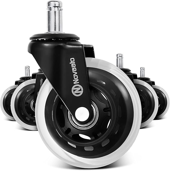 NOVAATO office chair rollers in a set of 5 Noiseless hard floor