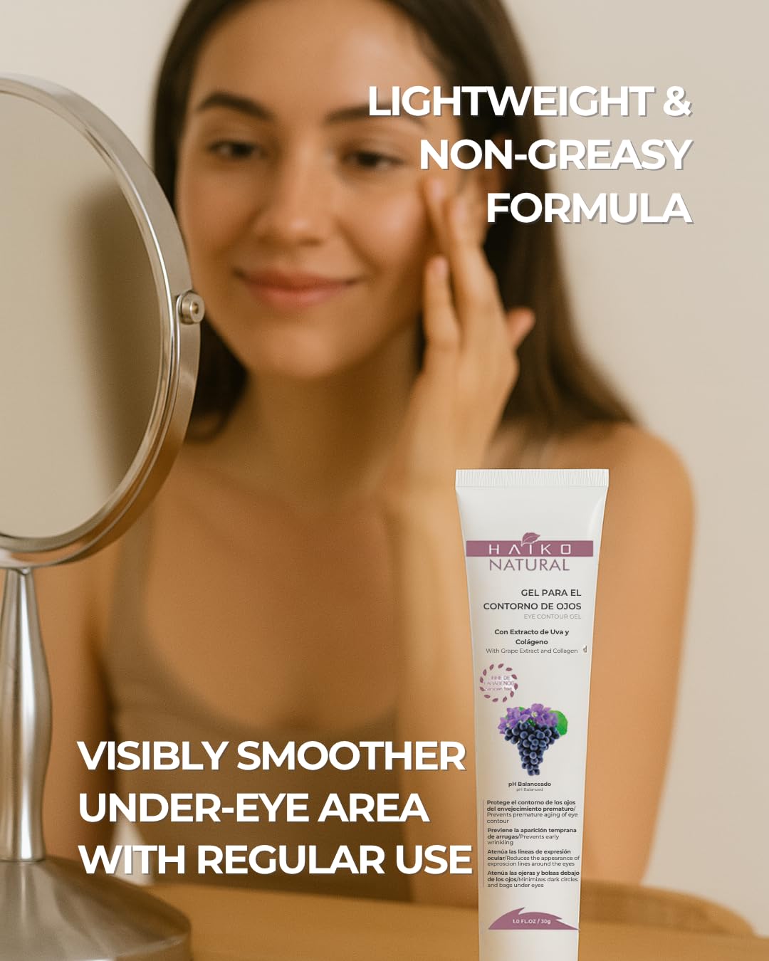 Eye Contour Gel with Grape Extract & Collagen — Visibly Refreshed, Hydrated Under-Eye Skin — Fragrance-Free & Paraben-Free — 1.0 fl oz / 30g