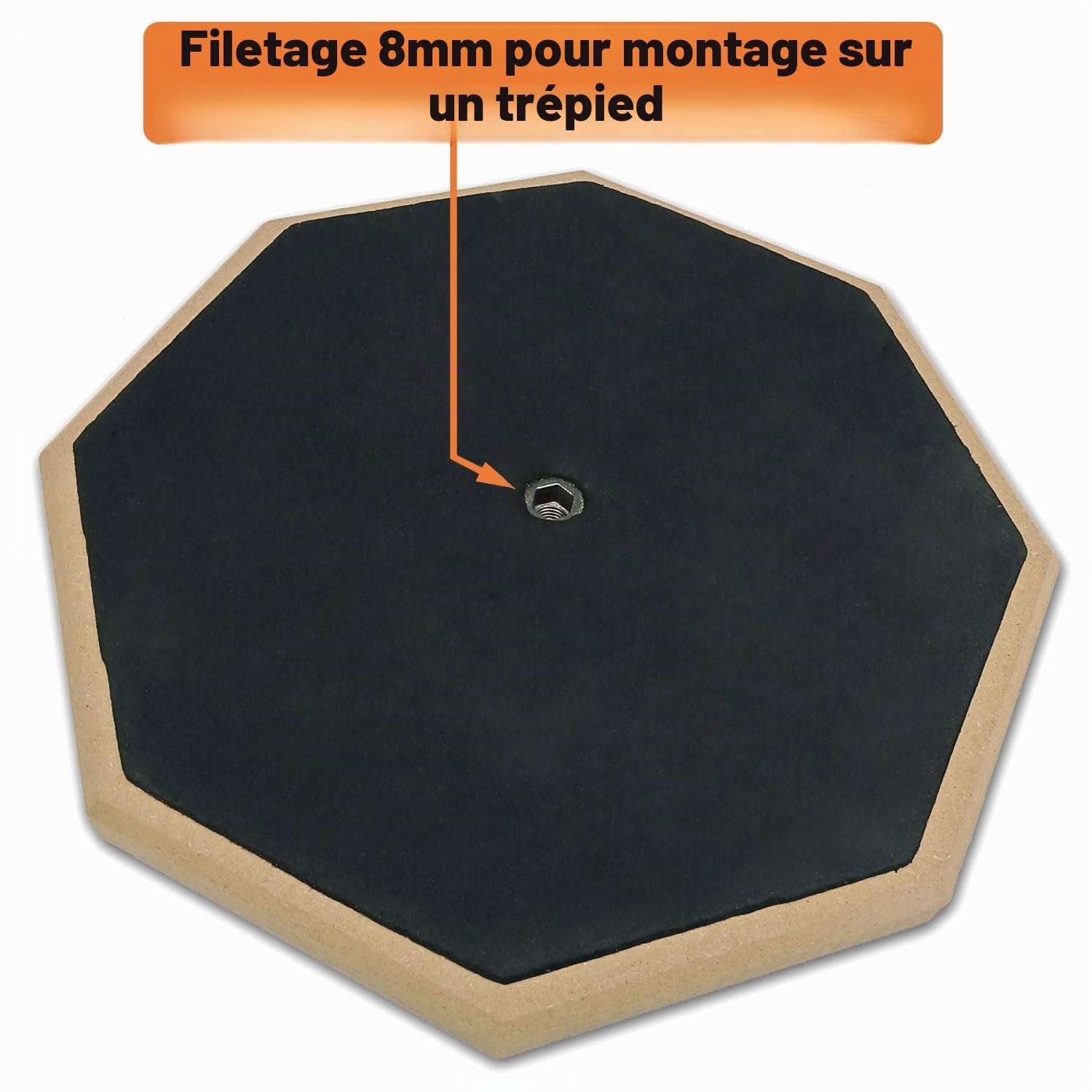 keepdrum DP-BK8 Tapis d'entraînement pour batterie Noir 20,3 cm avec trépied et baguettes