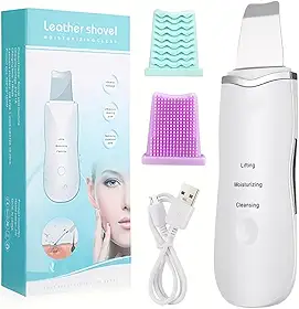 Aparelho Peeling Purificador de Pele Espátula Ultrassônica Facial, Portátil, USB, Limpeza e Hidratação, com Função de Lifting, Peeling e Massagem, Branco