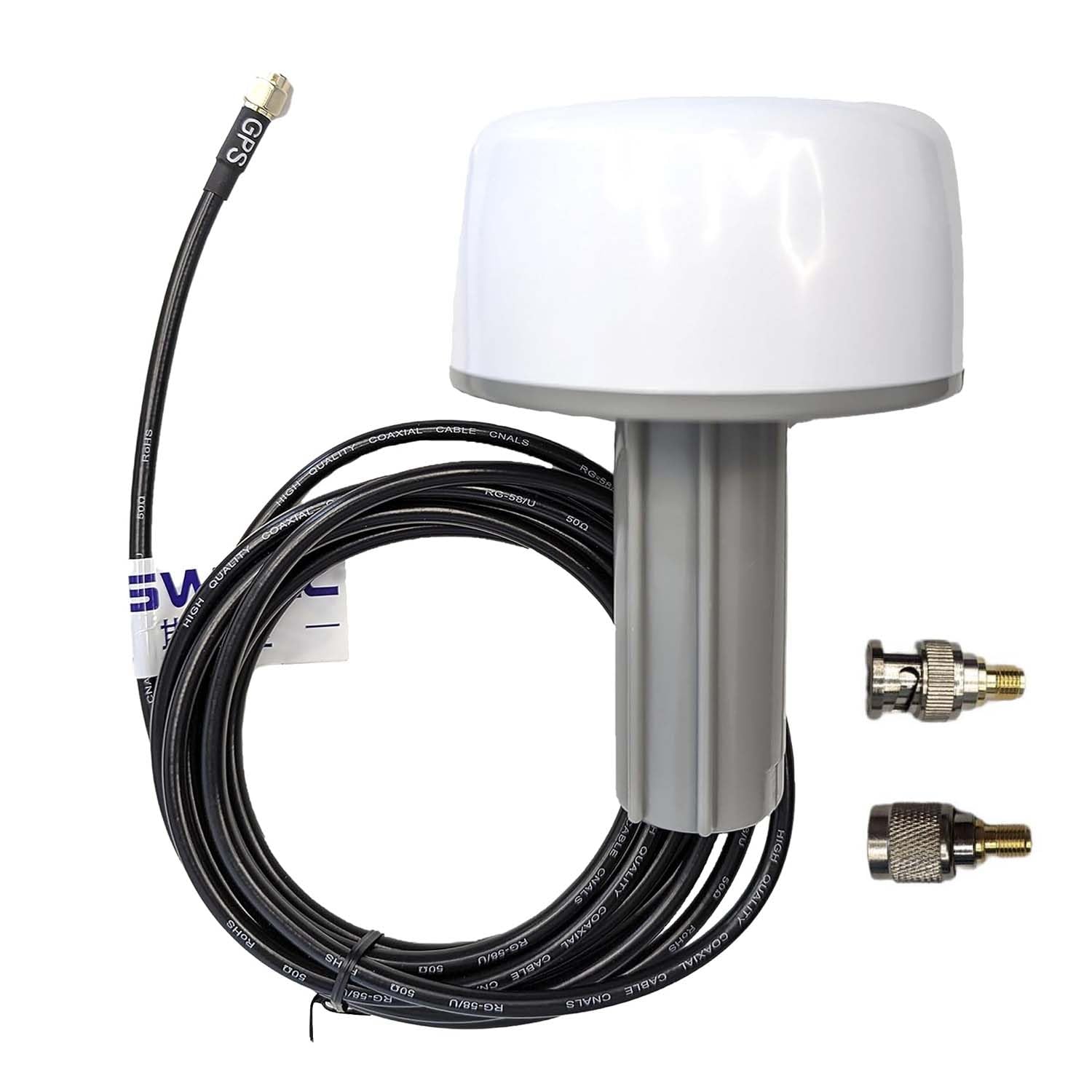 Maswell Antenna esterna GPS marino, 1575.42MHz 42±2dB, SMA con adattatore TNC BNC, compatibile con nmea 0183 Garmin GPSMAP MAP NavTalk StreetPilot Furuno Matsutec Trimble Encoder Fishfinder Echolot