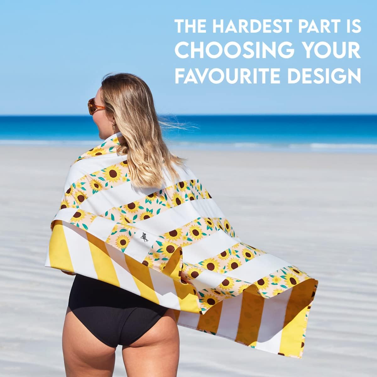 Dock & Bay Quick Drying Towel - for Sports & Gym - Compact, Lightweight - 100% Recycled - Includes Bag - Flower Power - Sunflower Solstice, Large (160x90cm, 63x35)