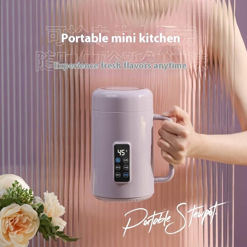 Image of Electric Cooking Pot | Portable Mini Cooker with Digital Display | Multi-Function Kettle for Rice, Soup, Maggi | Travel Office Food Warmer | Auto Shut-Off (1 Liter)
