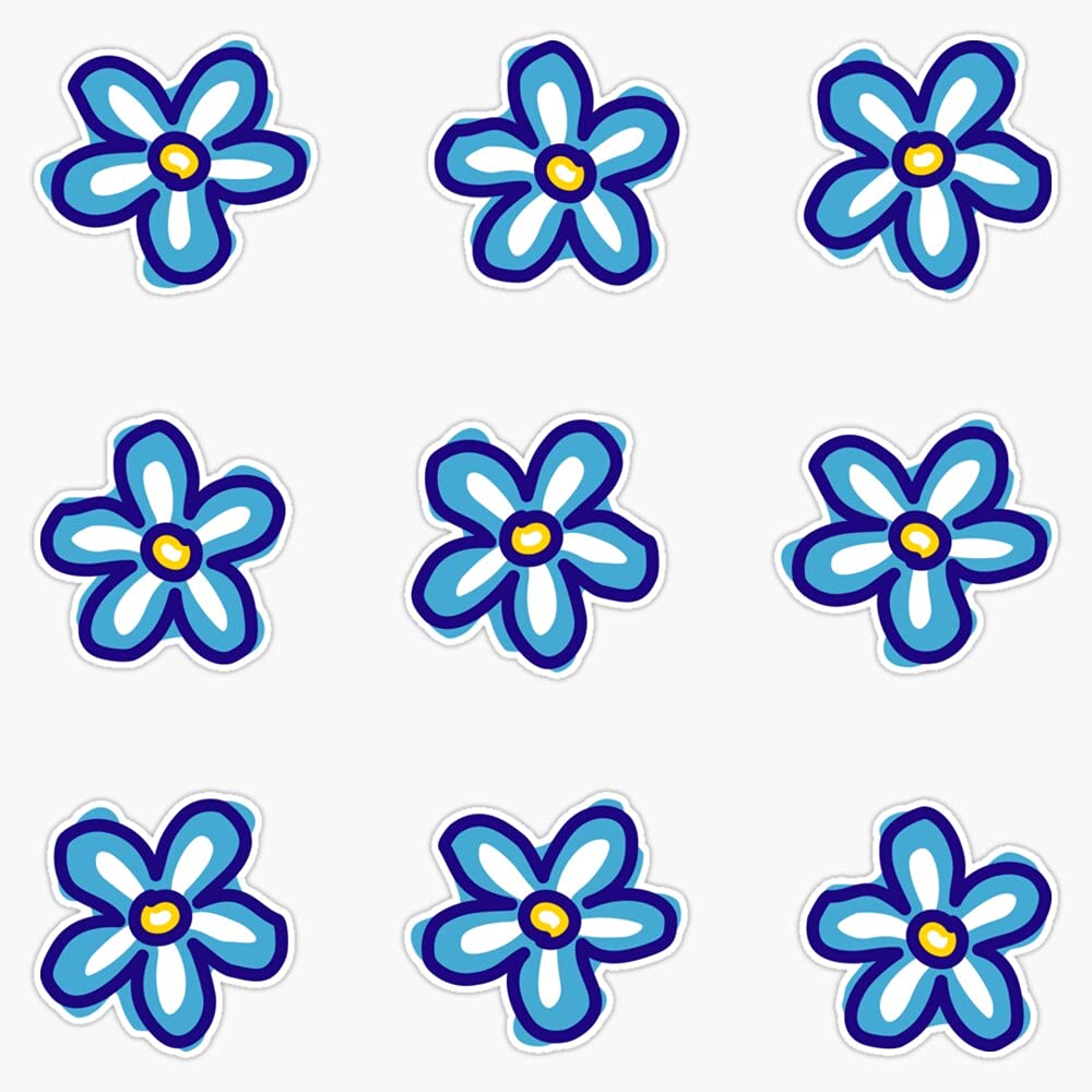 Blue Flowers (9 Multi Pack) Vinyl Sticker Waterproof Bumper Sticker Laptop Window Decal 5"