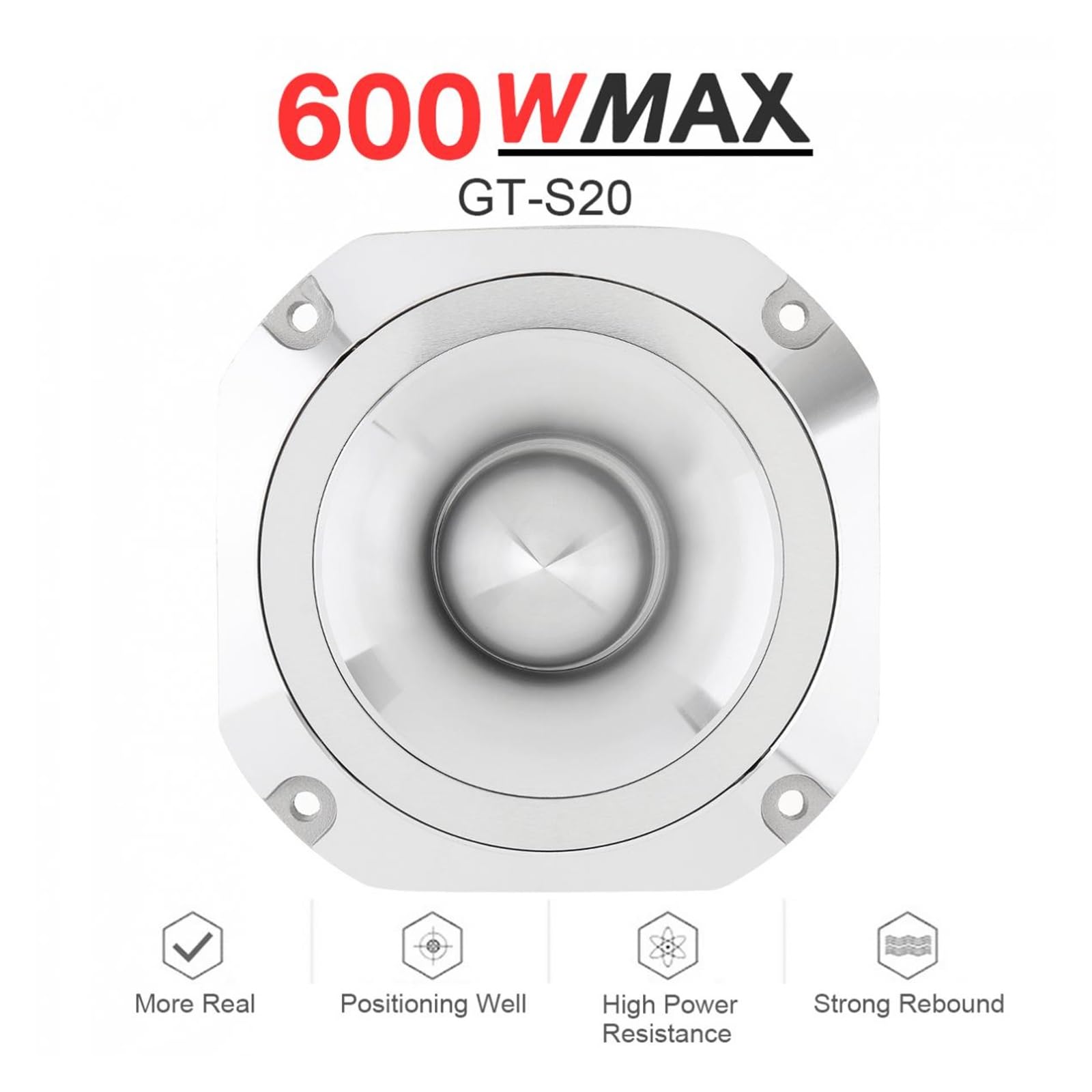 1 sztuka 4 Cal 600W GT-S20 6OHM samochodowy aluminiowy głośnik wysokotonowy z kondensatorem do pojazdu Auto Cars Stereo zmodyfikowany