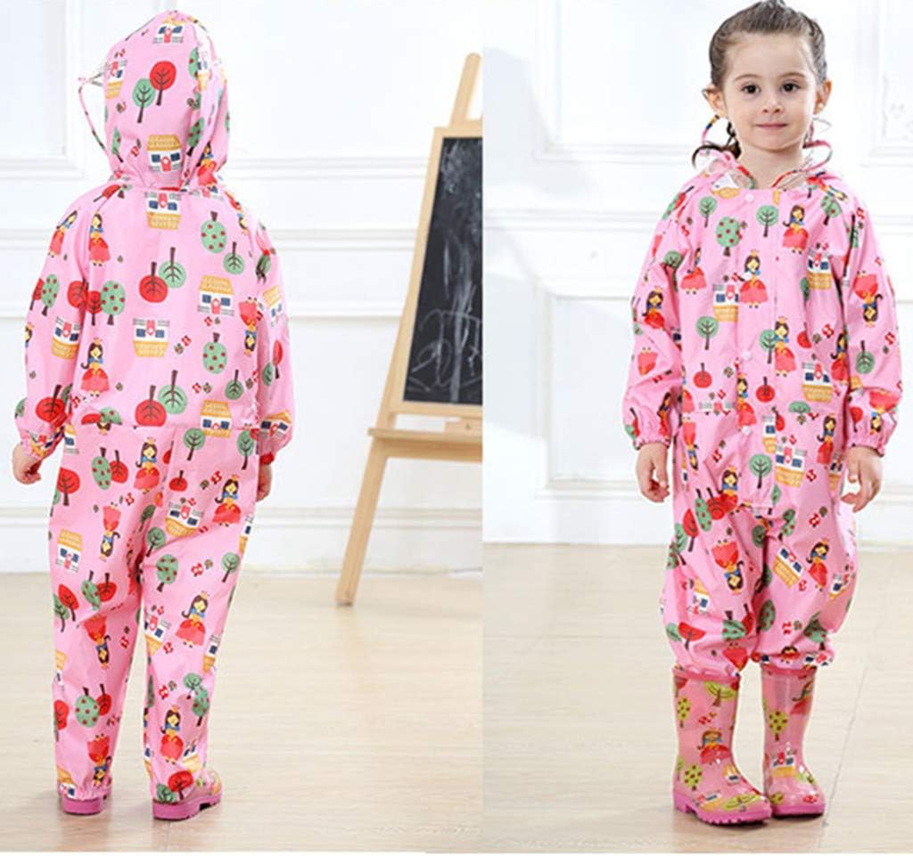 Toddler Rain Suit Baby Rain Suit with Hood Waterproof Coverall One Piece Rain Suit Kids(1-7 Years)
