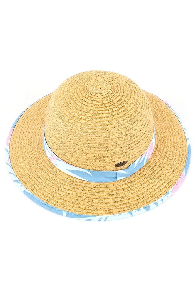 JINS CLOSET Children Kids Girls Boys 2-9 Years Flamingo Print Fabric Brim Straw Floppy Beach Summer Sun Hat