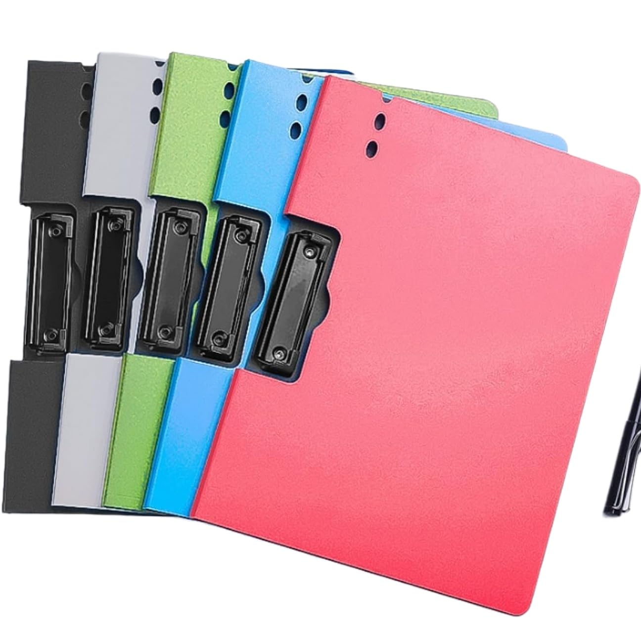 A4 Clipboard - 360 Degree Foldable Clipboard Nursing with Pen Holder, File Cover Folder, A4 Punchless Binder with Metal Clip, Clipboards with Storage Holds 100 Sheets Paper, Horizontal Clip, 5 Pack
