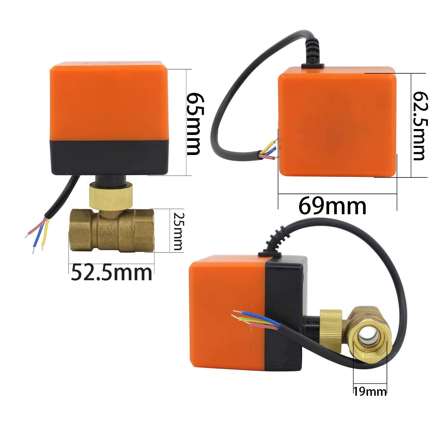 AC220V AC24V DC12V vanne motorisee 2 voies - Vanne a sphere 2 voies motorisee DN15 DN20 DN25 DN32 DN40 DN50 (AC220V - 1/2 - DN15)