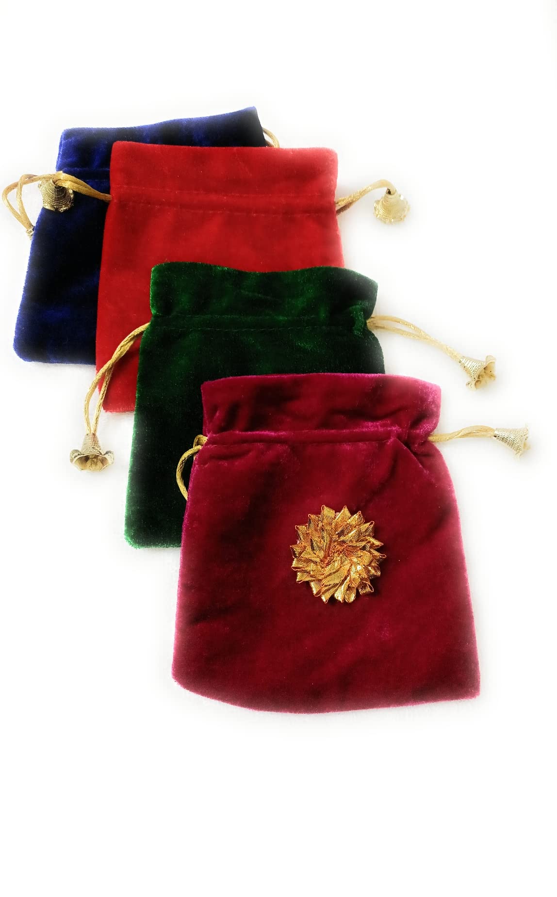 JainSaab Jute Potli with Gota Flower for Dry Fruits Packing, Shagun Pouch Potli in, for Wedding, Engagement and Festivals