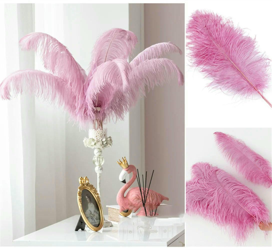 10 pezzi 25-50 cm piume di struzzo viola per artigianato, decorazioni di carnevale, centrotavola, vasi, accessori artigianali - rosa - 45-50 cm