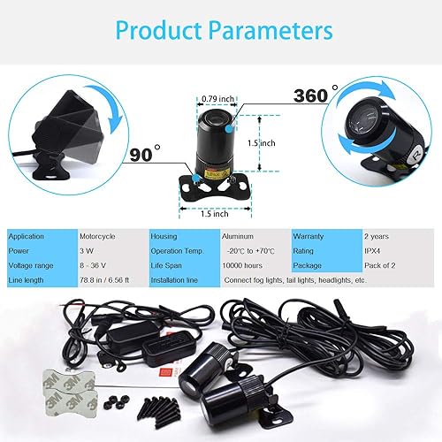 Miniatura 3 de Motorcycle Angel Wings Projection Light Kit Underbody Waterproof Ghost Shadow Lights for Motorcycles - Universal Ice Blue Pack of Pair Azul, Ice