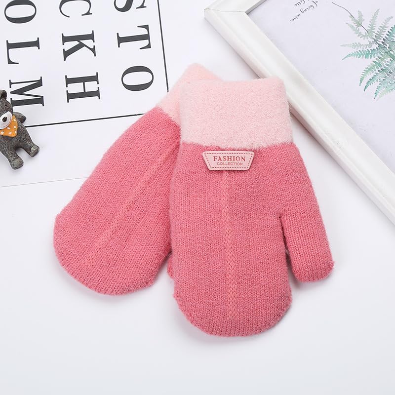 Kids-Mittens with Warm Plush Lining - Cold Weather Boys-Girls Knitted-Gloves for Skiing Snowboarding Toddler 5T-10T4