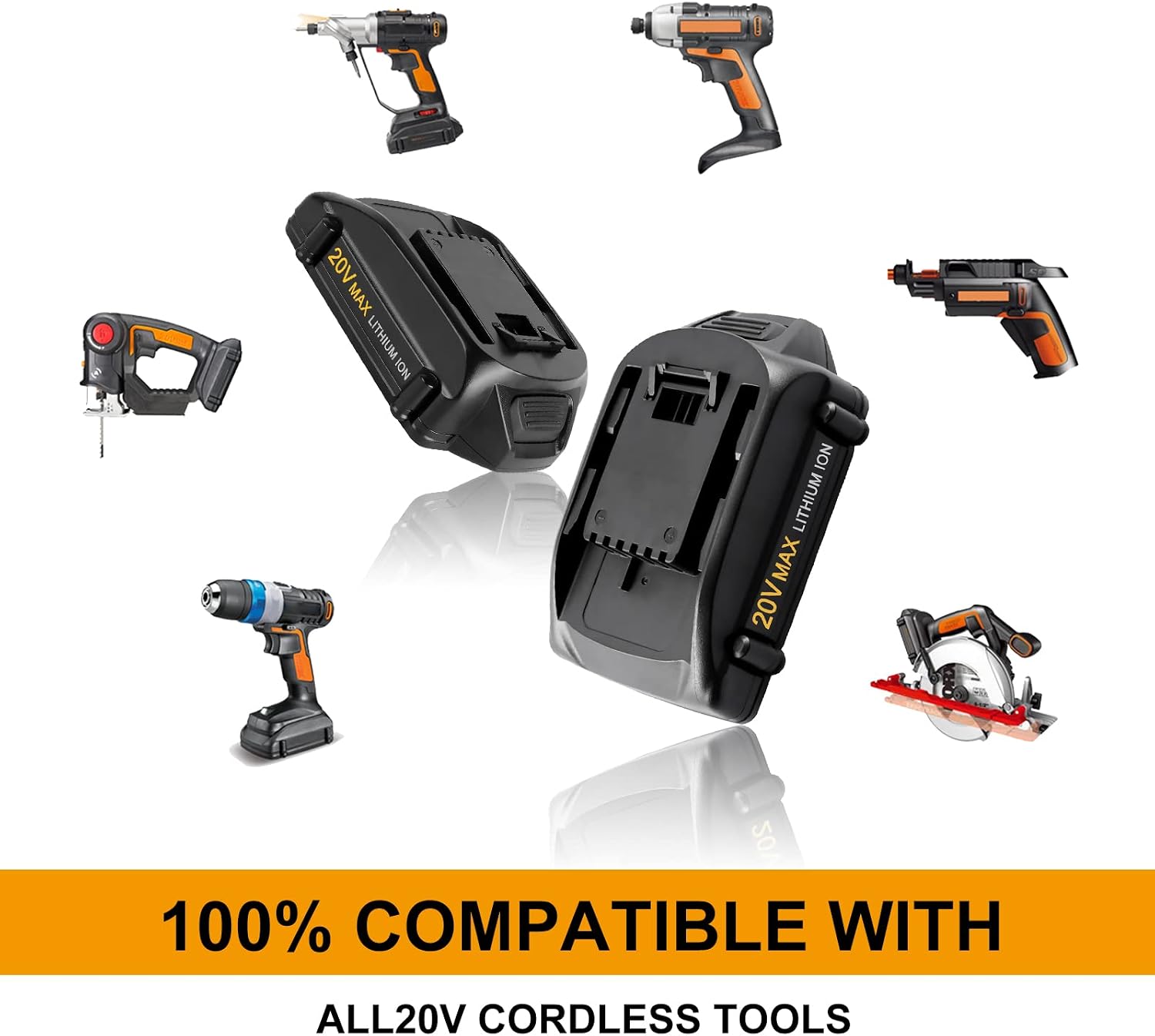 2 Pack 3.0Ah WA3525 Replacement for Worx 20V Battery Compatible with Worx 20 Volt Battery Lithium WA3525 WA3520, WG151s, WG155s, WG251s, WG255s, WG540s, WG545s, WG890, WG891 Cordless Power Tools