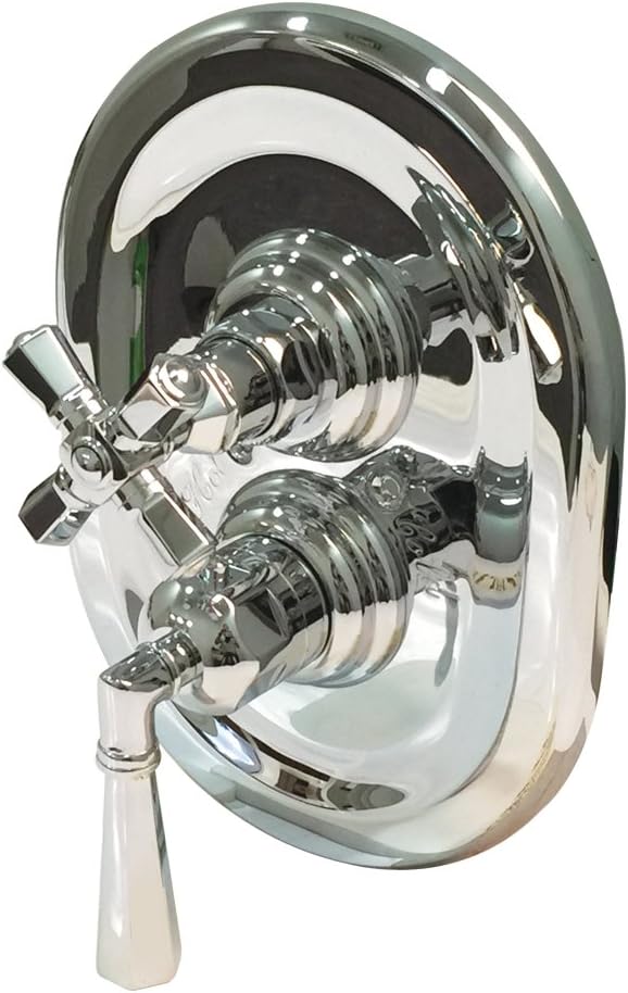 Rohl A4809XMAPC Palladian Trim Only Concealed Thermostatic Valve with Palladian Cross Handle On The Volume Control & Palladian Lever Handle, Polished Chrome