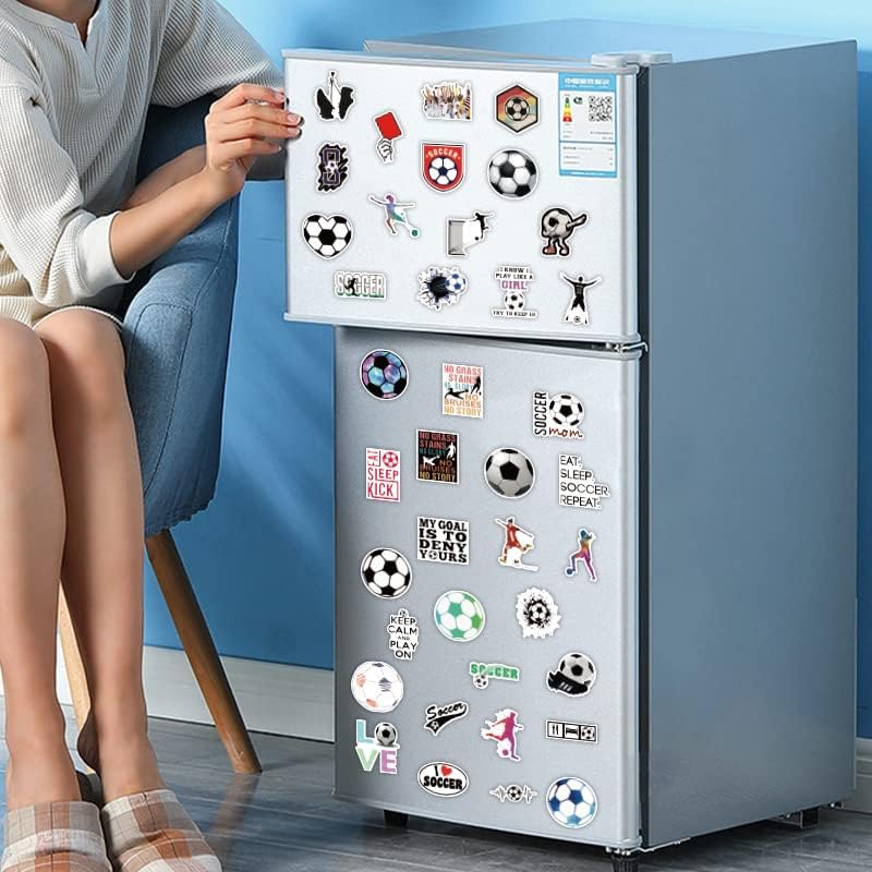 Miniatura 7 de Calcomanías de fútbol, 50 unidades, calcomanías de fútbol impermeables de vinilo para niños y niñas, laptop, equipaje, botella de agua, frascos de