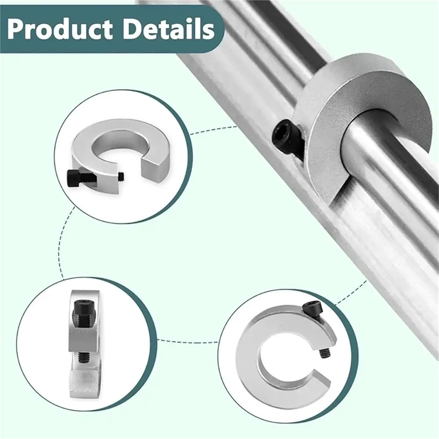 Solid Shaft Collars 7-Pack SBR16-40 Fixed Locking Rings, Aluminum Alloy Linear Rail Shaft Collars with Screws(SBR20)
