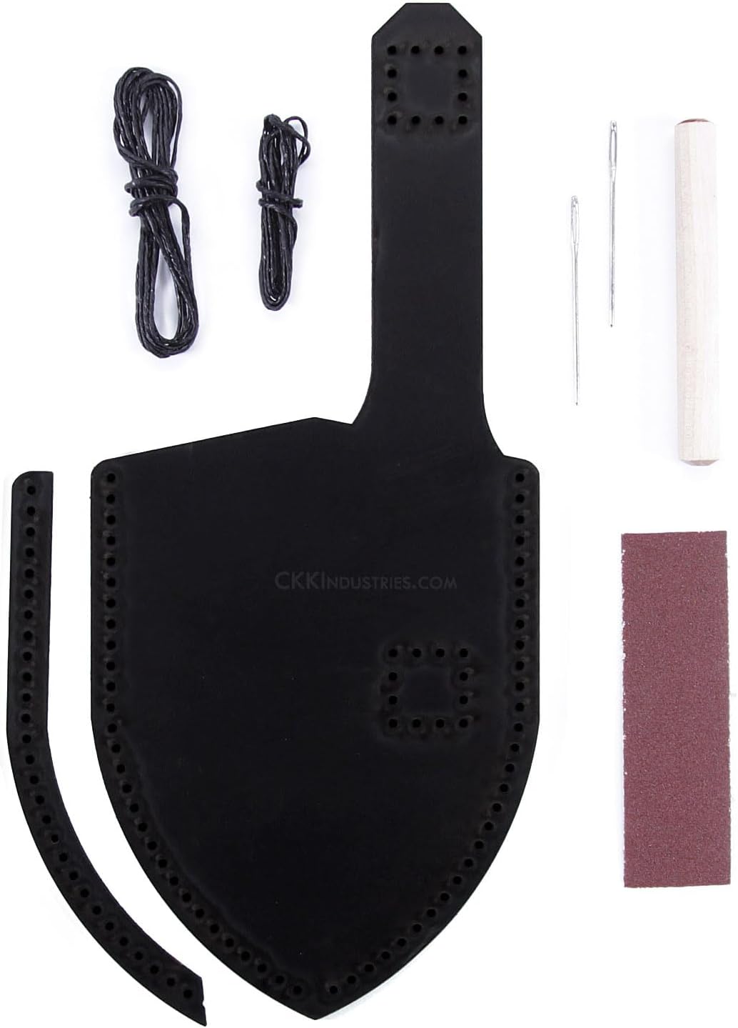 EZSMITH Leather Knife Sheath Kit - Premium - (Fits Up To 7.0 Inch Blades) - 8-9oz Cowhide Leather - (Black - Ultraweave Engraving) - USA Made - With Integrated Belt Loop