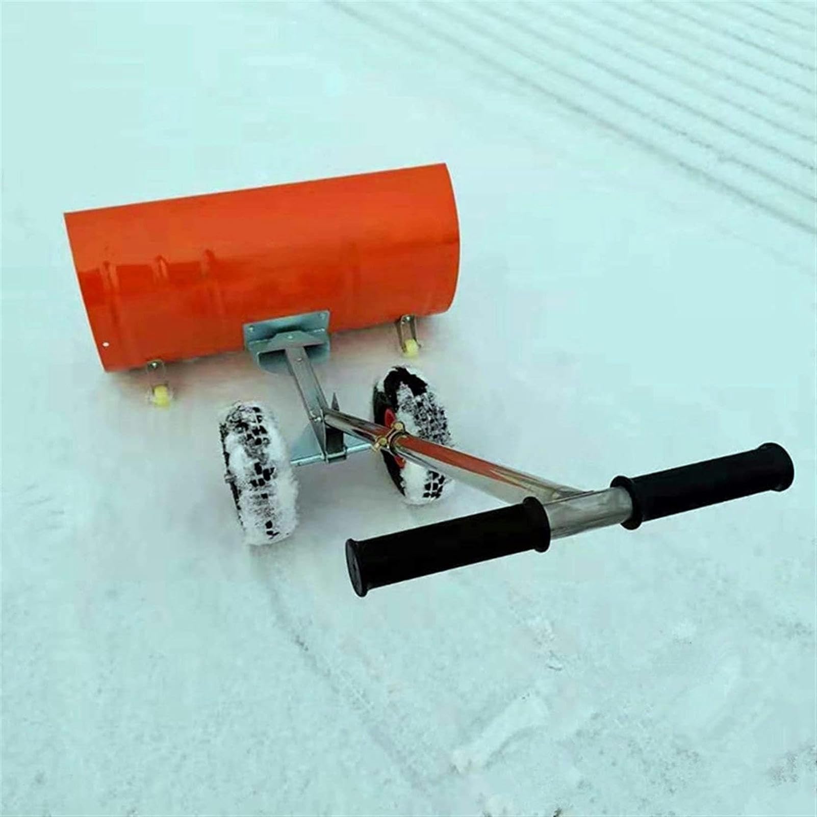 JOCHEN Schneeschaufel, robuste rollende Schneeschaufel mit höhenverstellbarem Griff | Schneeschieber zum Räumen von Schnee auf der Straße, Schneeschieber