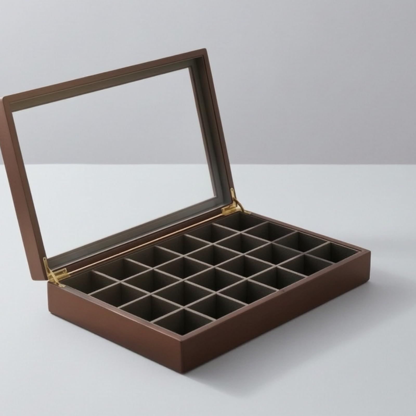 Colcolo Vassoio Esposizione Gioielli Porta Gioielli Cassettina Espositiva Scatola Organizer con Coperchio Trasparente E Divisori 12 Sezioni in Legno Rifinito, style to 1