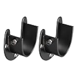 Generic 1.45'' Dia Stainless Steel Rod Socket Flange Rod Holder Bracket End Supports for Bathroom Closet Curtain, Set of 2, Black