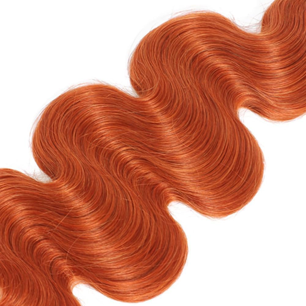 Ginger Orange Human Hair Bundles Body Wave 1 Bundle 16 Inch Orange Bundles Human Hair Extension Single Bundle Color 350# Double Weft 100g Unprocessed Brazilian Virgin Hair