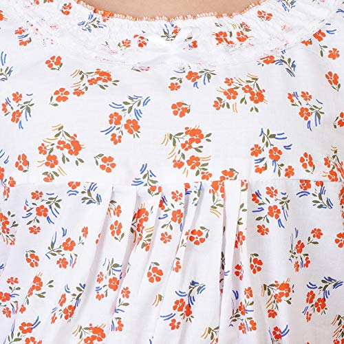 Image of Women's Cotton Block Print Knee Length Nighty