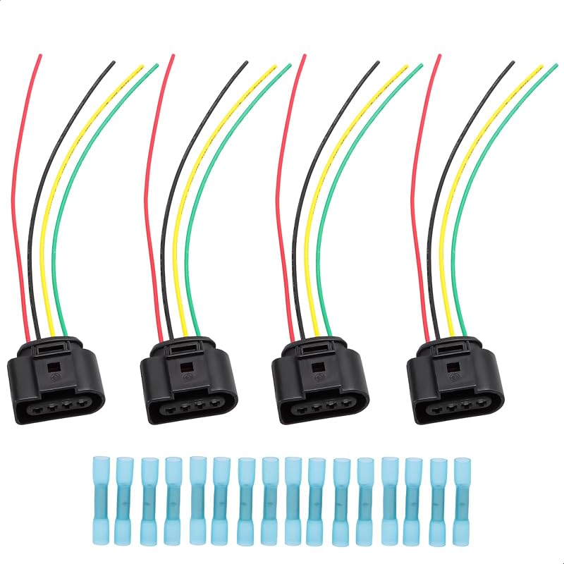 Conector de bobina de ignição FUSCH com chicote elétrico para Audi e Volkswagen – Kit com 4 unidades