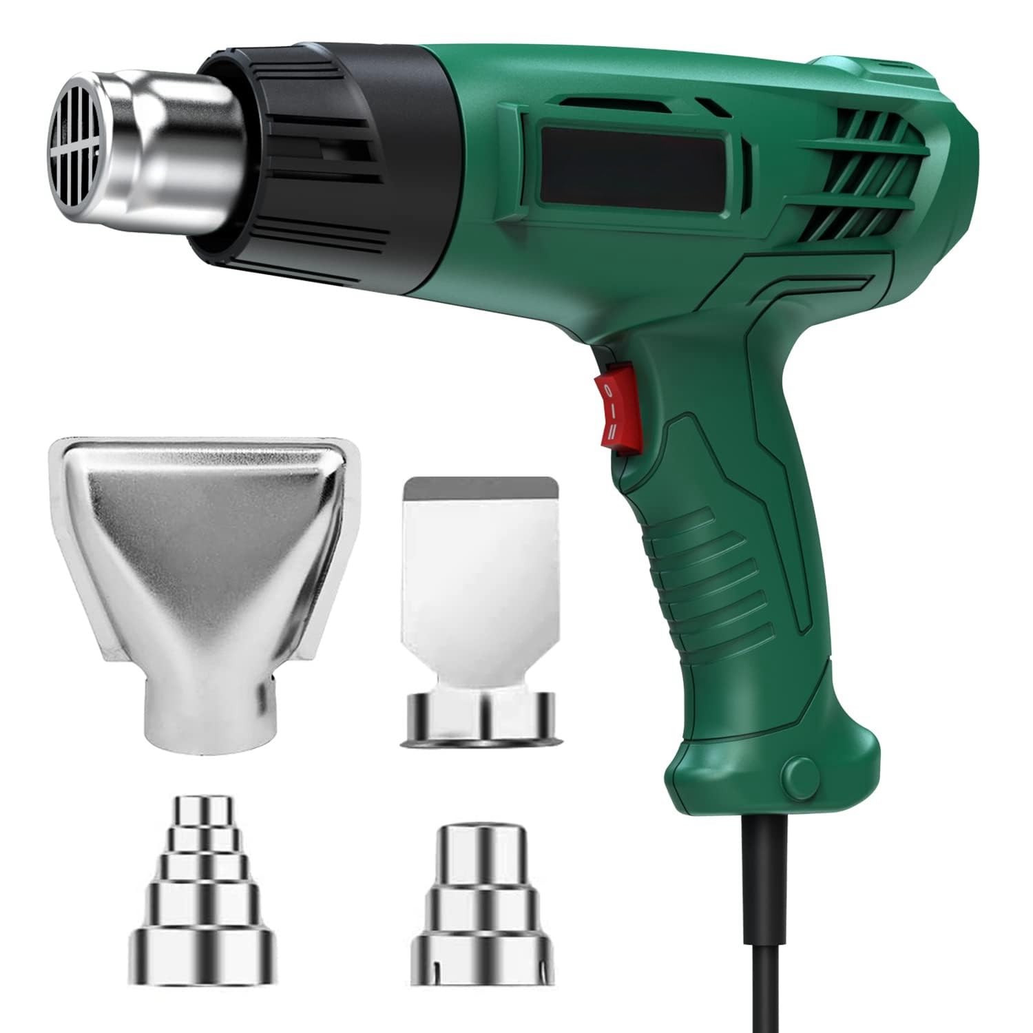 THE WHITE SHOPHeat Tool, 1800W Heavy Duty Hot Air Tool Kit Dual Temperature Settings, Overload Protection with 4 Nozzles for Crafts, Shrink Wrapping/Tubing, Paint Removing, Epoxy Resin