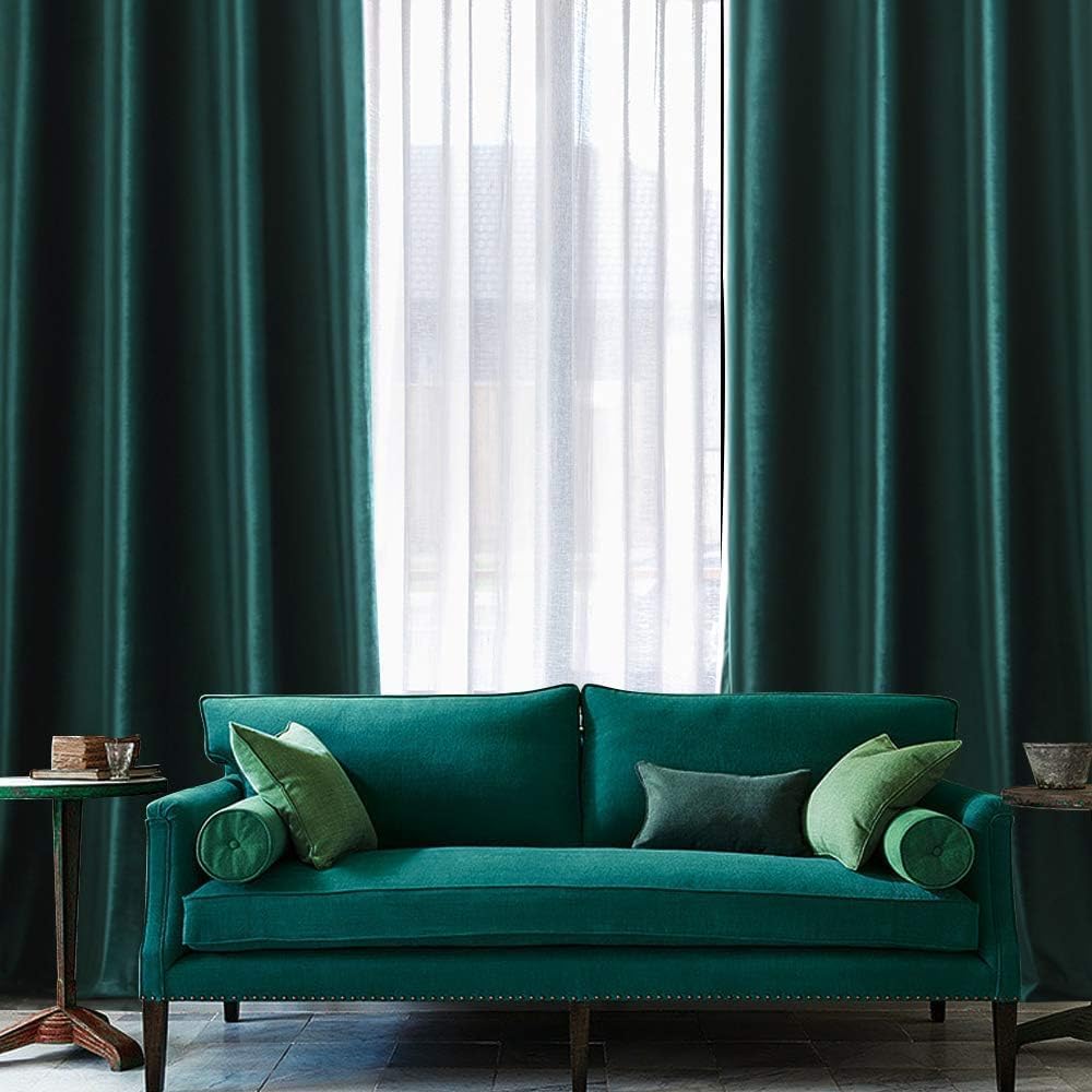 MIULEE Dark Green Velvet Curtains for Bedroom 2 Panel Set 79 Inch Drop Curtains - Image 4