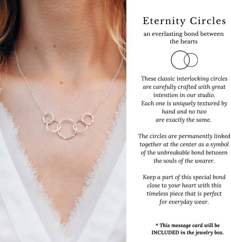 HOPE LOVE SHINE Mother Gift from Son - Mom and Son Necklace, Jewelry 17+2", Sterling Silver, 5 Interlocking Rings - Image 3