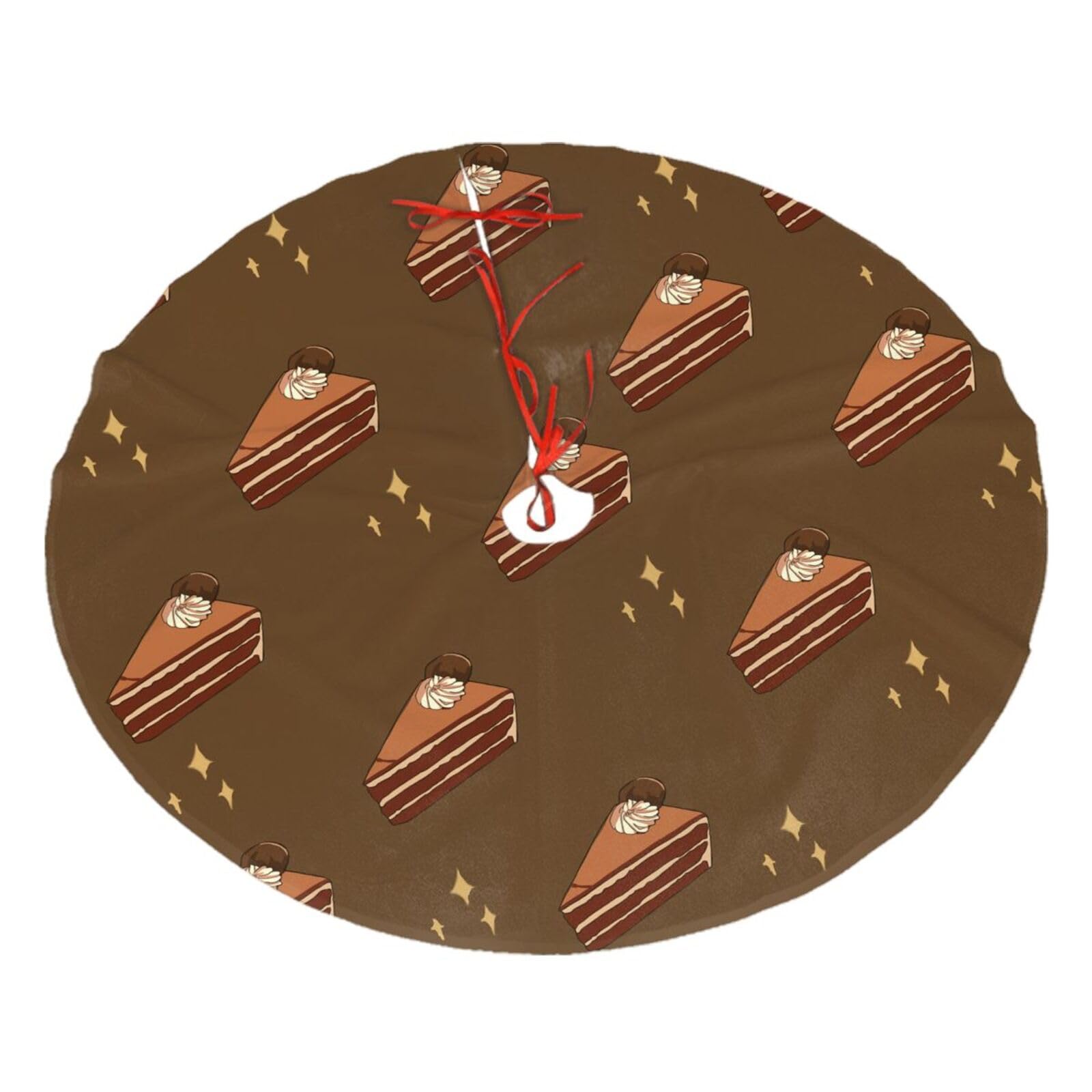 Chocolate Squares Cake Printed Christmas Tree Skirt Christmas Plush Tree Skirt 36 inches (about91 cm) ChristmasIndoor and Outdoor