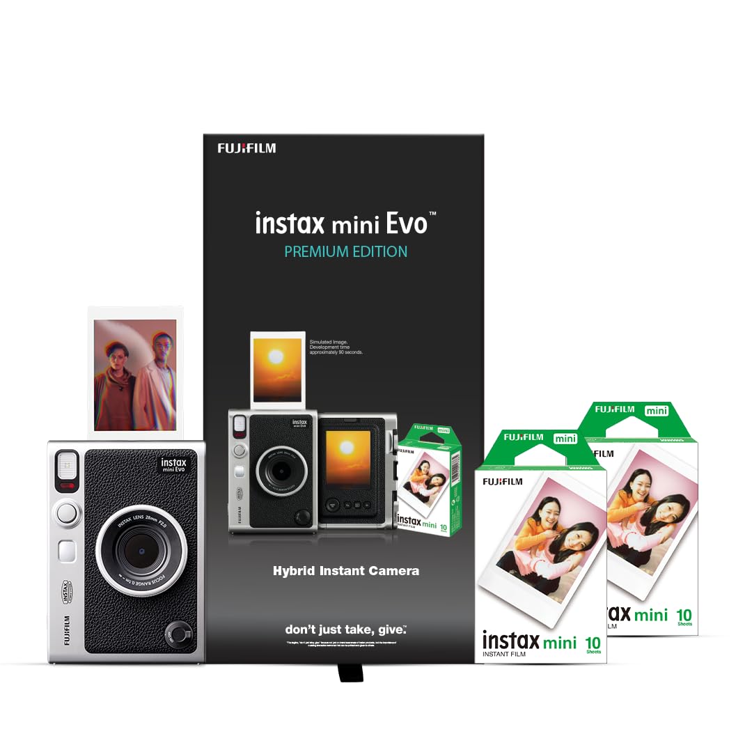 Fujifilm Instax Mini Evo Hybrid Camera Premium Edition with 20 Shots of Stone Gray Film and 100 Different Expressions-(Black)-picture-16