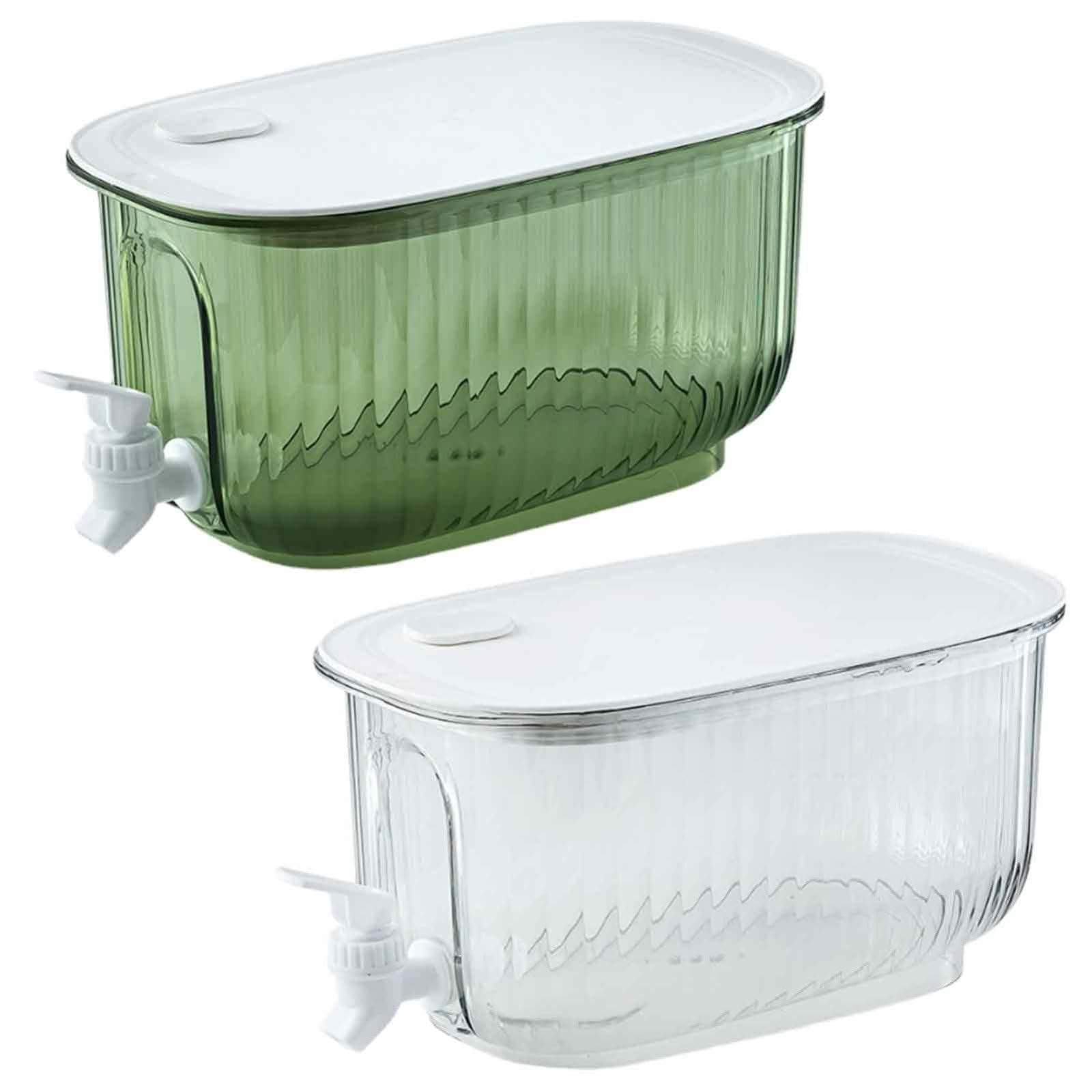 MYUYEE Refrigerator Water Dispenser - 4L Drinks Dispenser With Tap | Cold Kettle | Cold Drink Juice Beverage Dispenser Beverage Container For Drink, Juice, Iced Tea,White (White+Green)