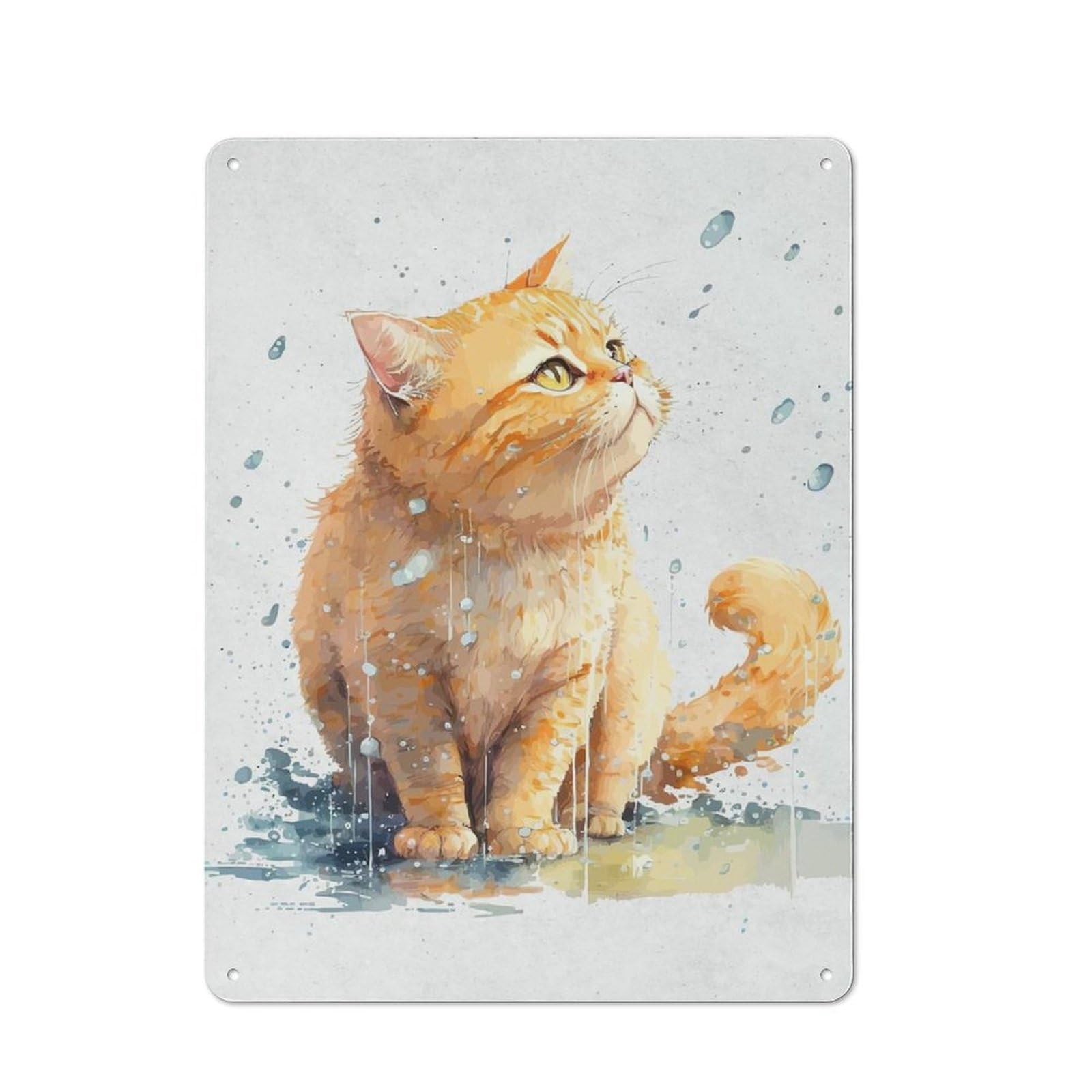 Watercolor Animal Dog Cat Vintage Tin Sign 40x30cm for Café Or Restaurant, Suited to Café Owners And Decorators