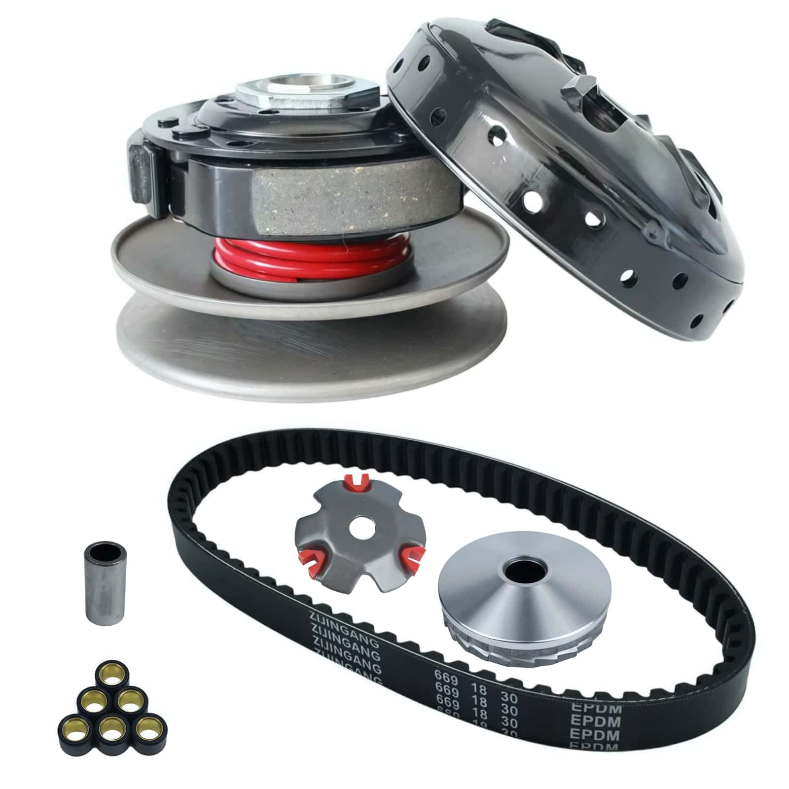 Photo 1 of Hauertzx High Performance Racing Rear Clutch Driven Pulley Assy with Clutch Bell + Variator Kit + 699 Belts for GY6 49cc 50cc 139QMB 139QMA Scooter Moped ATV Go-Kart Engines
