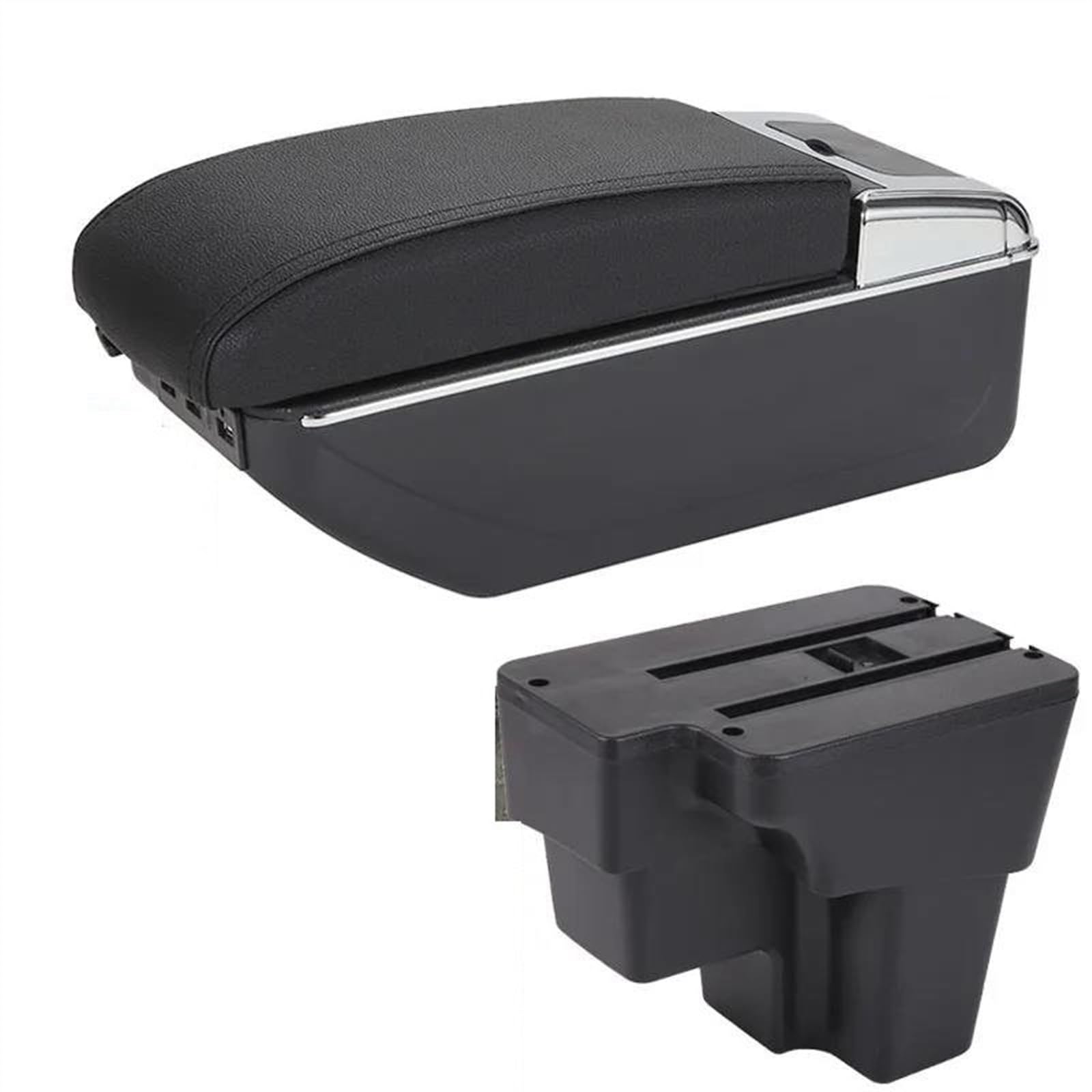 NOHEEU Car Armrest Special Storage Box Modified Parts For STONIC For Cerato For RIO 2015-2022(A2 Black line 7USB)
