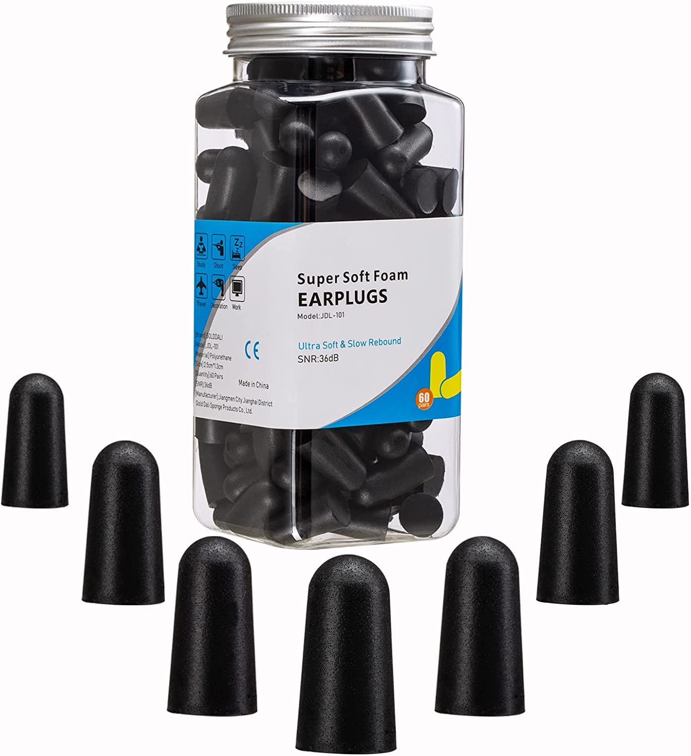 60 Pairs Ear Plugs for Sleeping Noise Cancelling Earplugs Ultra Soft Foam Ear Plugs for Sleep Reusable Earplugs for Noise Cancel