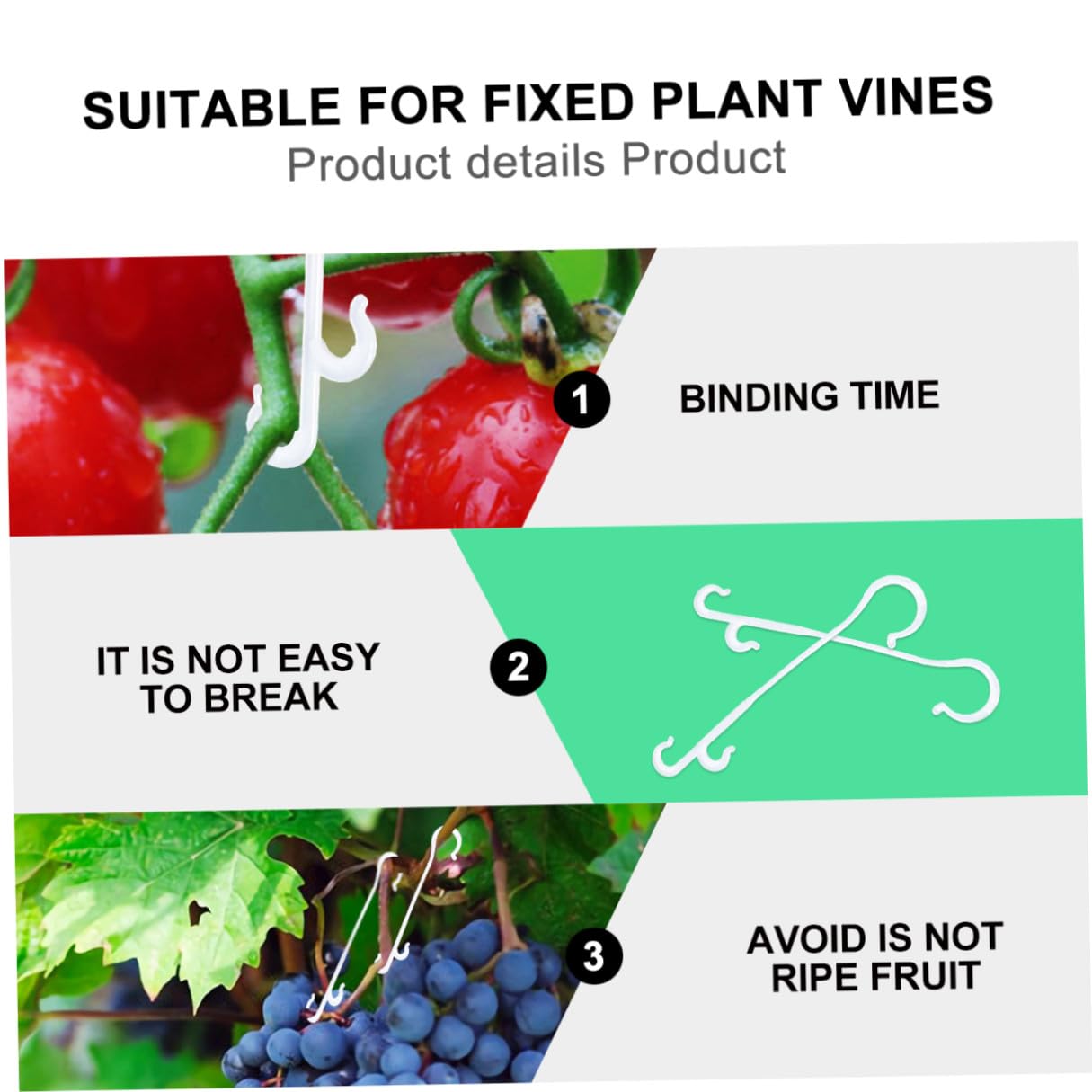 DECHOUS 850 Crochets en Nylon Blanc pour Plantes Suspendues et Tuteurage de Tomates, Fixation Facile des Vignes Serrage ou Jardin, Support Robuste pour Culture de Légumes
