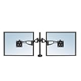 Fellowes 8041701 Professional Series Depth Adjustable Computer Monitor Stand for 2 Monitors with Dual Monitor Arms, 24 Lb Capacity