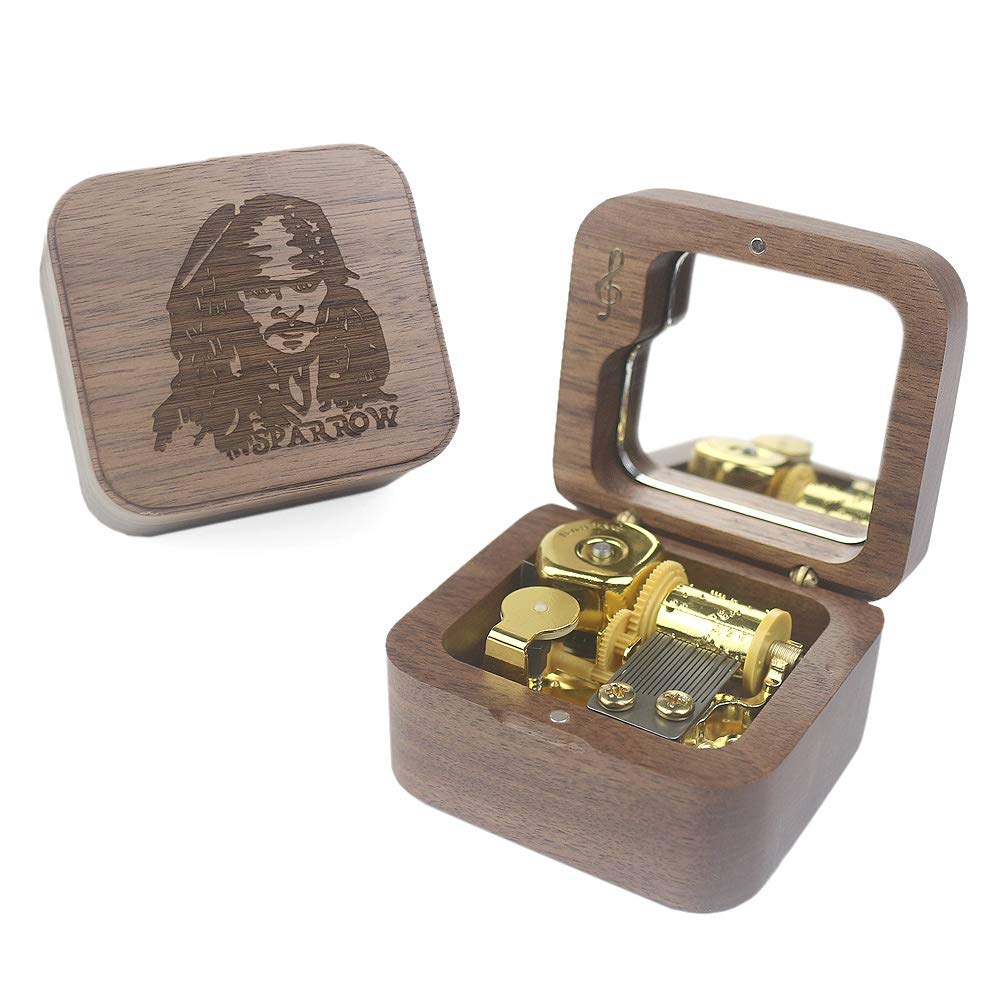 Amazon | Sinzyoシリンダーオルゴール 木製 ミラー付き 海賊カリビアン