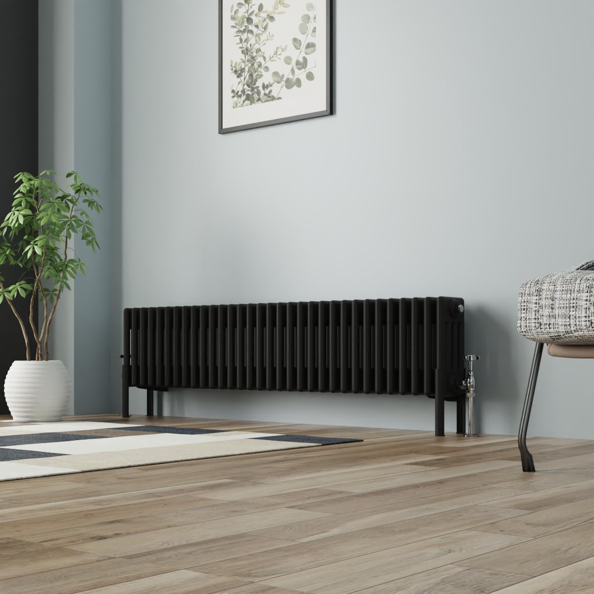 NRG Cast Iron Radiator Four Column 300x1460mm Black